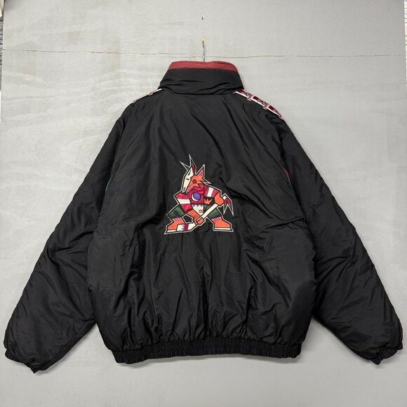 Vintage‎ Phoenix Coyotes Black Pro Player Zip Up Puffer Jacket XXL - Picture 2 of 8